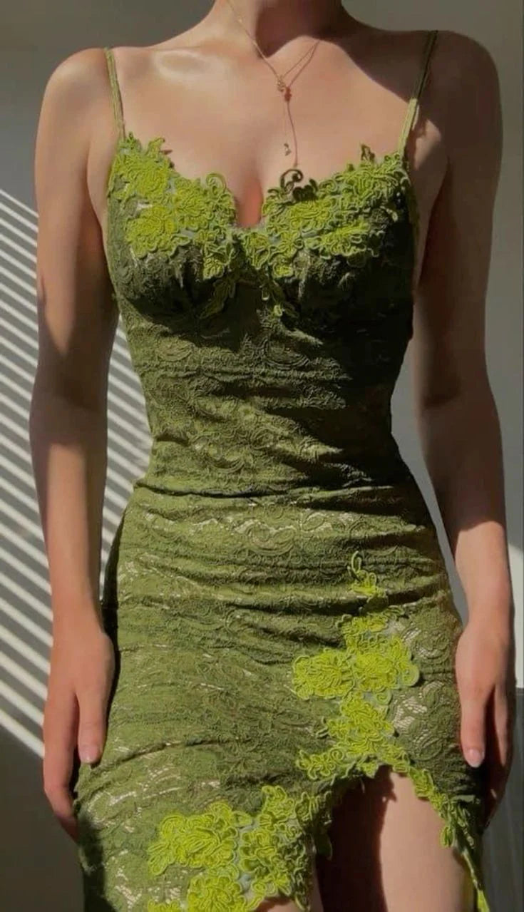 Green Lace Homecoming Dress Short Birthday Party Dress nv4353