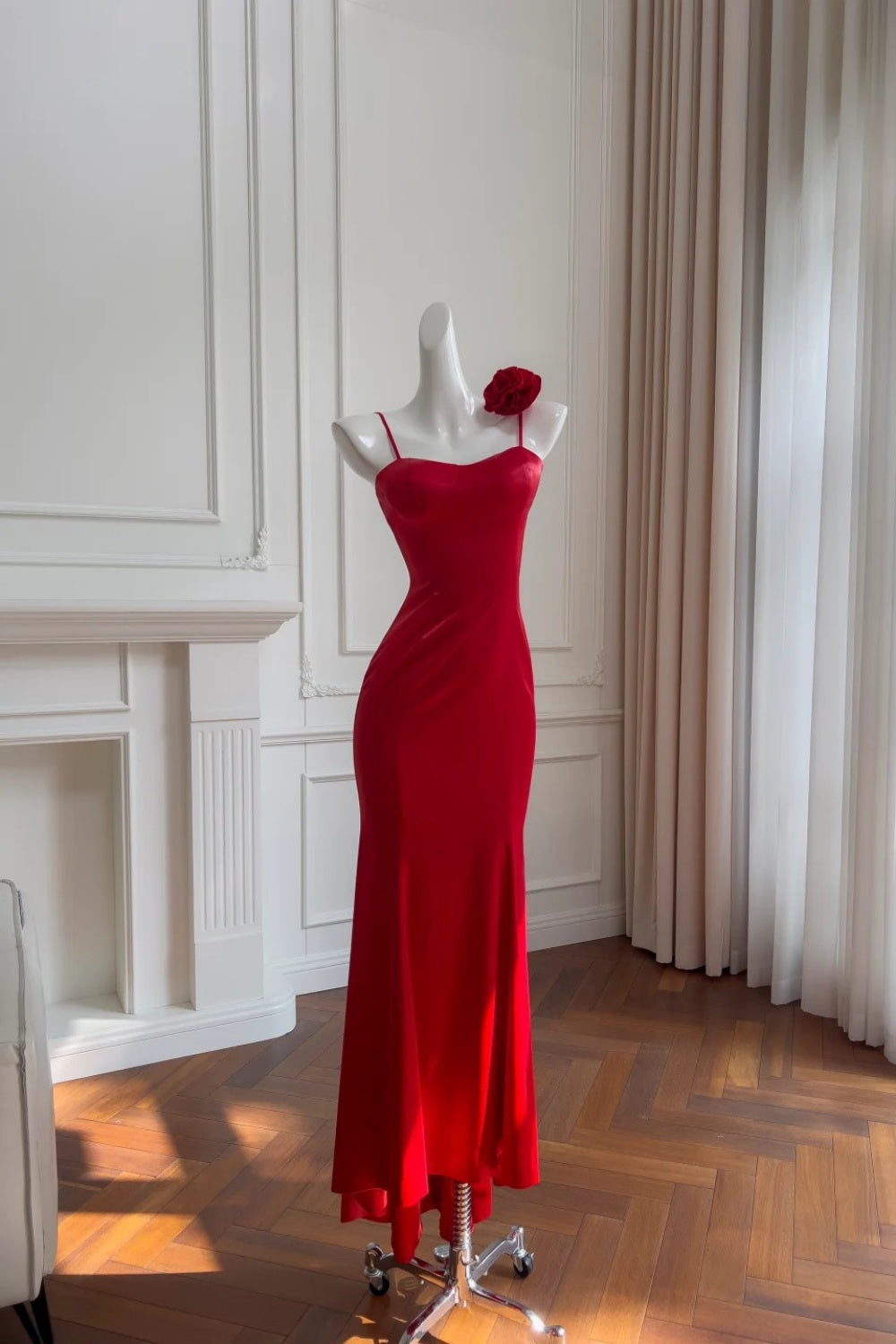 NiceVestidos-_NV Red Long Satin Birthday Dress Formal Prom Dress NV5948