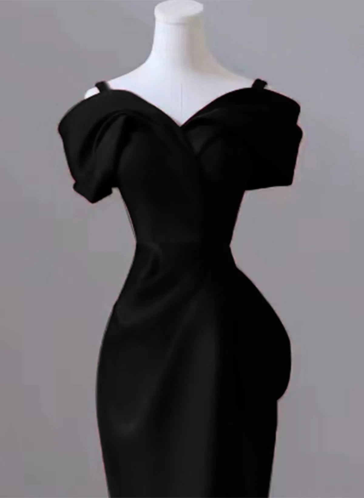 Black Mermaid Sweetheart Off Shoulder Prom Dress, Black Satin Evening Dress nv1660