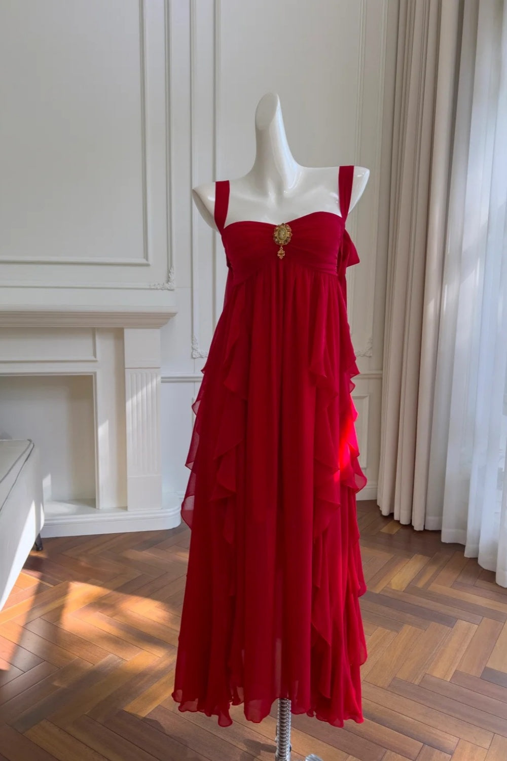 NiceVestidos-_ Red Long Satin Birthday Dress Formal Prom Dress NV5949