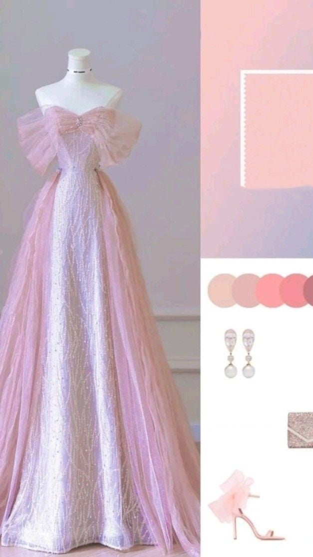 Light Pink Shiny Elegant Delicate Beaded Sweetheart Neck Long Tulle Sequin Ball Gown Evening Dress Party Dress nv3783