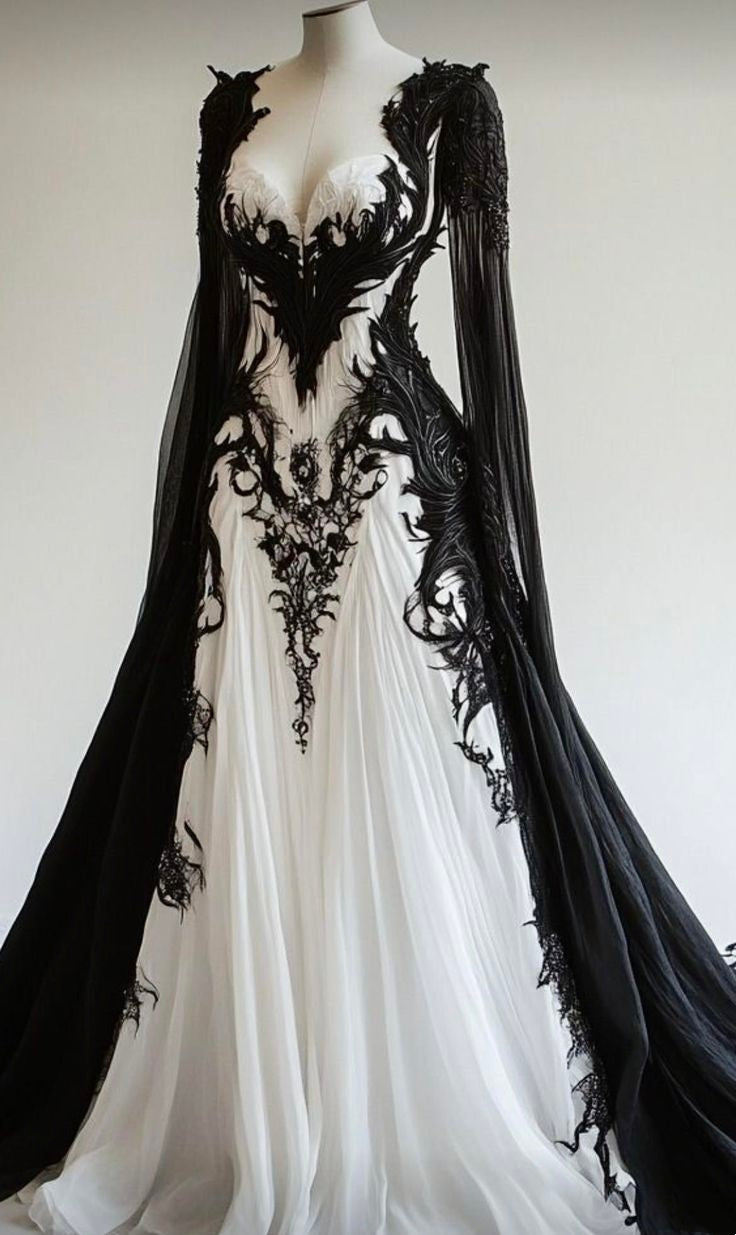 Robe de mariée bustier en dentelle avec voile, broderie contrastée 3D violette, noire et blanche NV6226