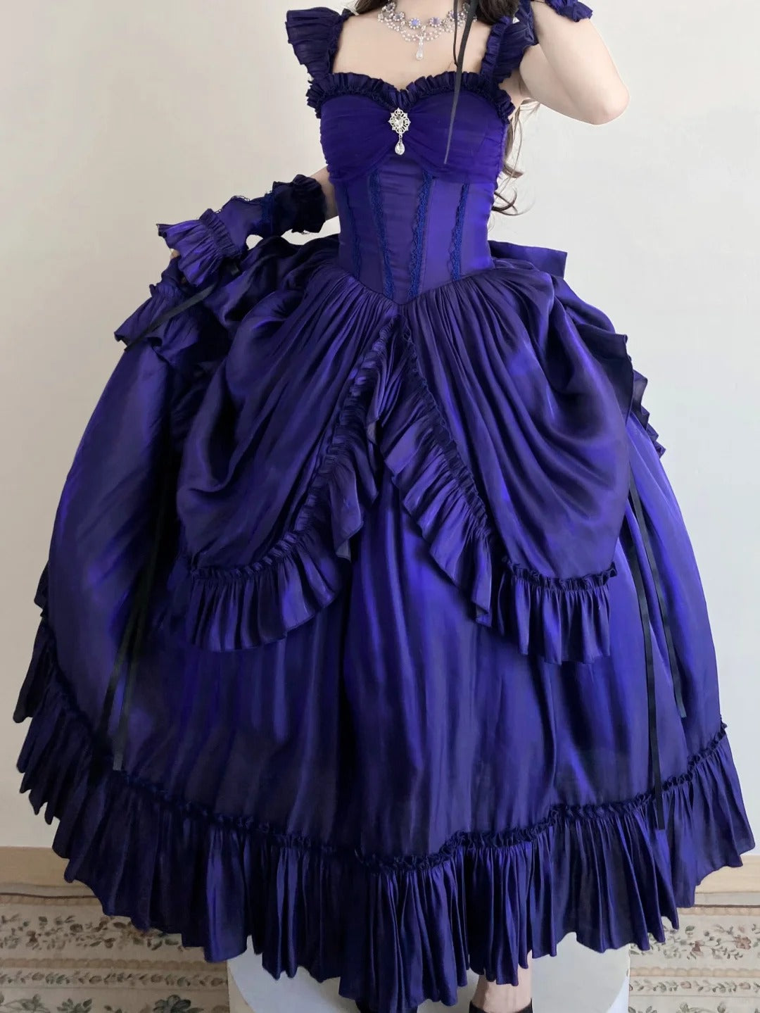 Purple Vintage Fashion Elegant Long Satin Floor Length Ball Gown Evening Dress Party Dress nv4193