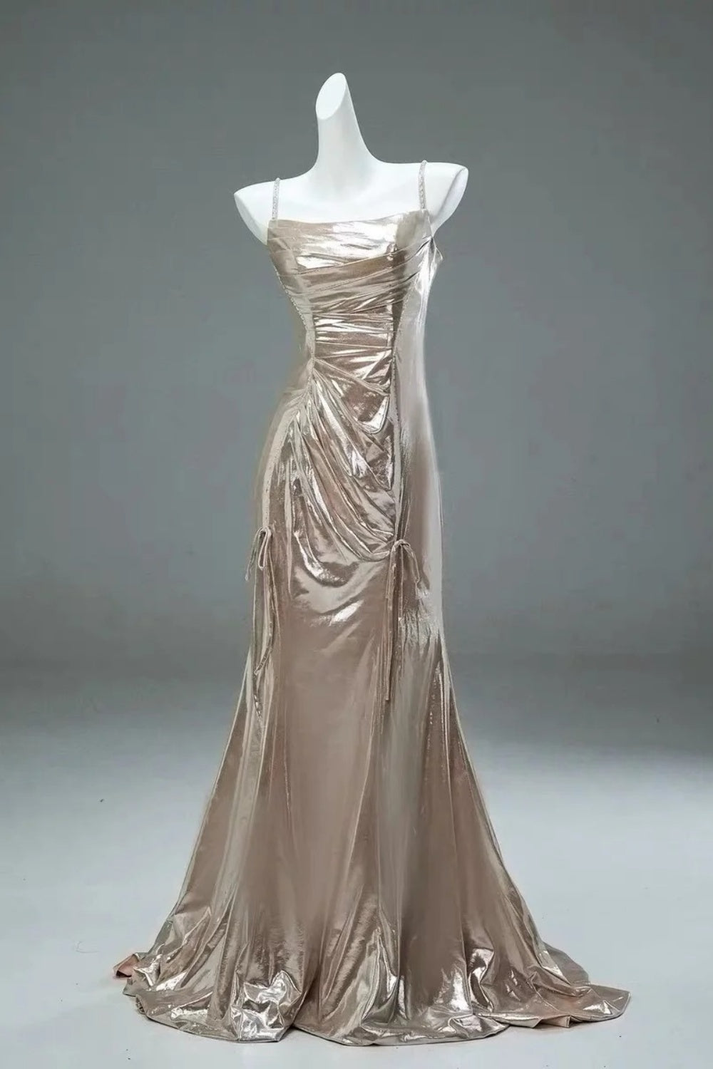 Robe longue de soirée rétro dorée NV6614