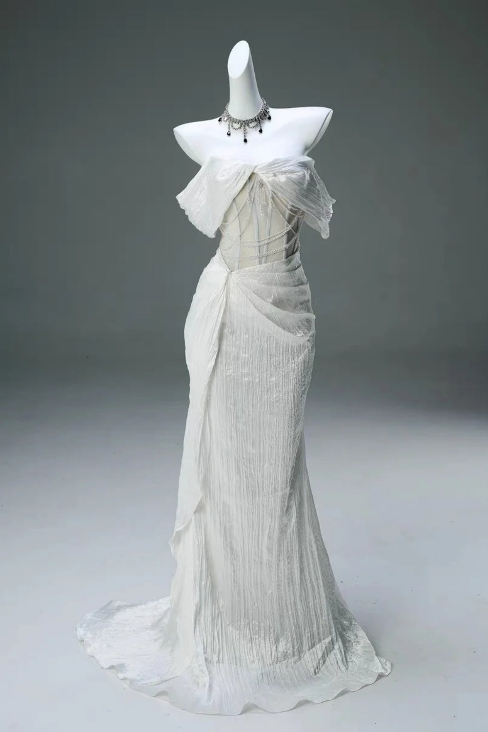 Robe de soirée longue blanche élégante et exquise NV6618