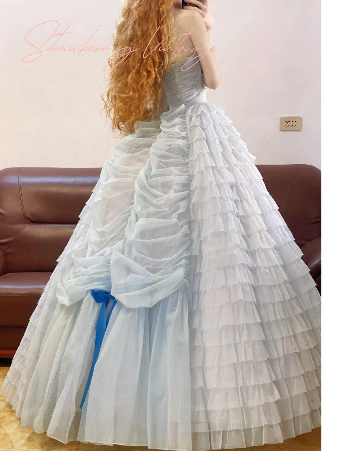 Pink Vintage Elegant Long Layered Princess Tulle Ball Gown nv5028