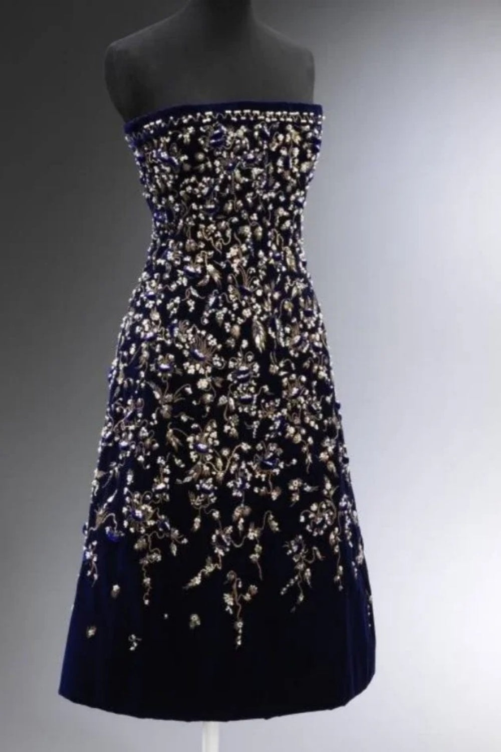 Luxury and exquisite pearl embellished short birthday dress in navy blue NV6468
