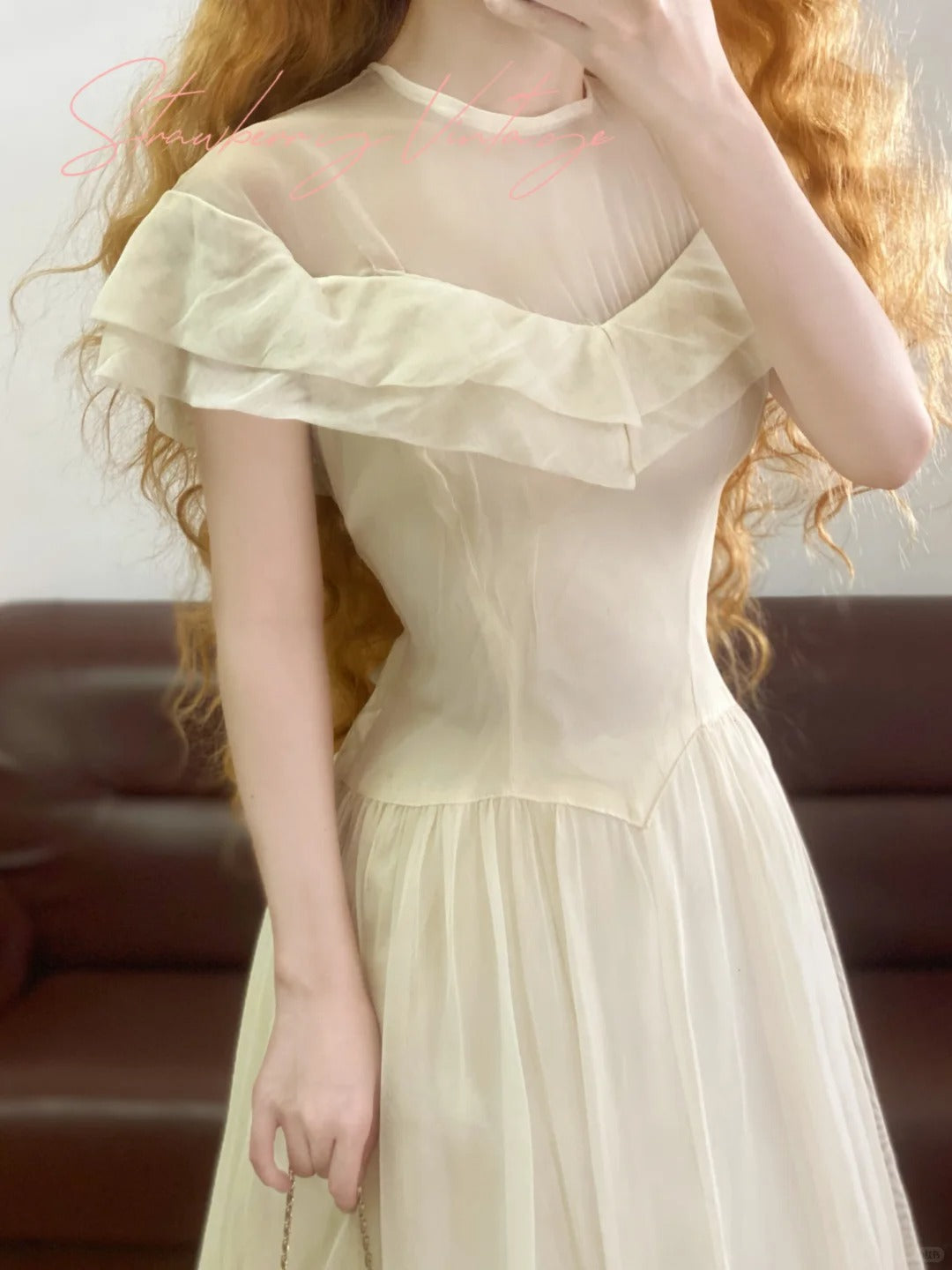 White Vintage Elegant Floral Long Tulle Garden Party Dress nv5015