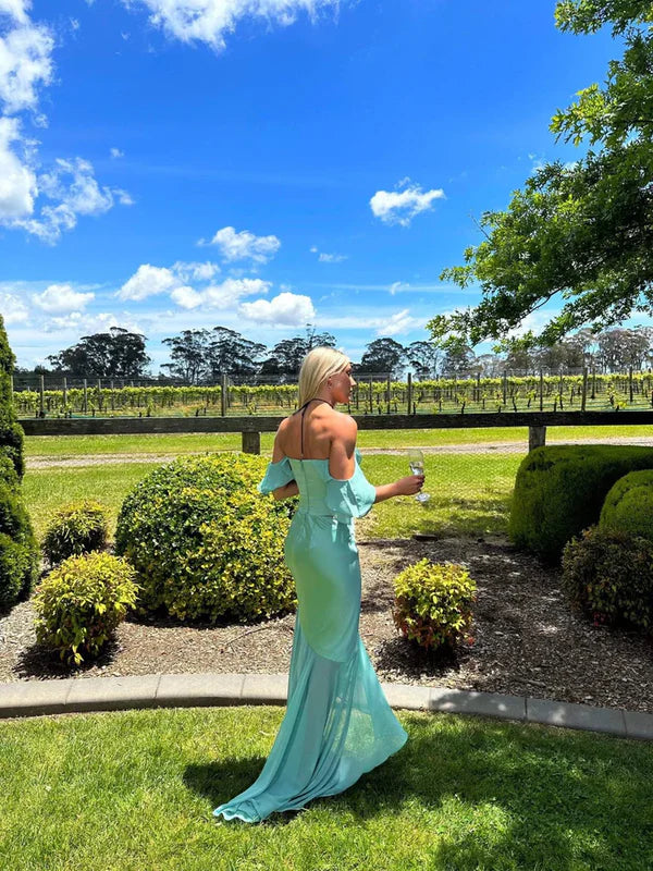 Jade Ruffle Sleeve Corset Maxi Women Long Skirts 2 Pieces Sexy Short Sleeve nv1649