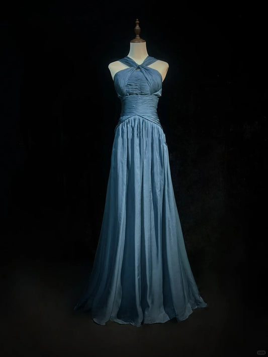 Blue long chiffon Prom Dress evening gown bridesmaid dress nv4395