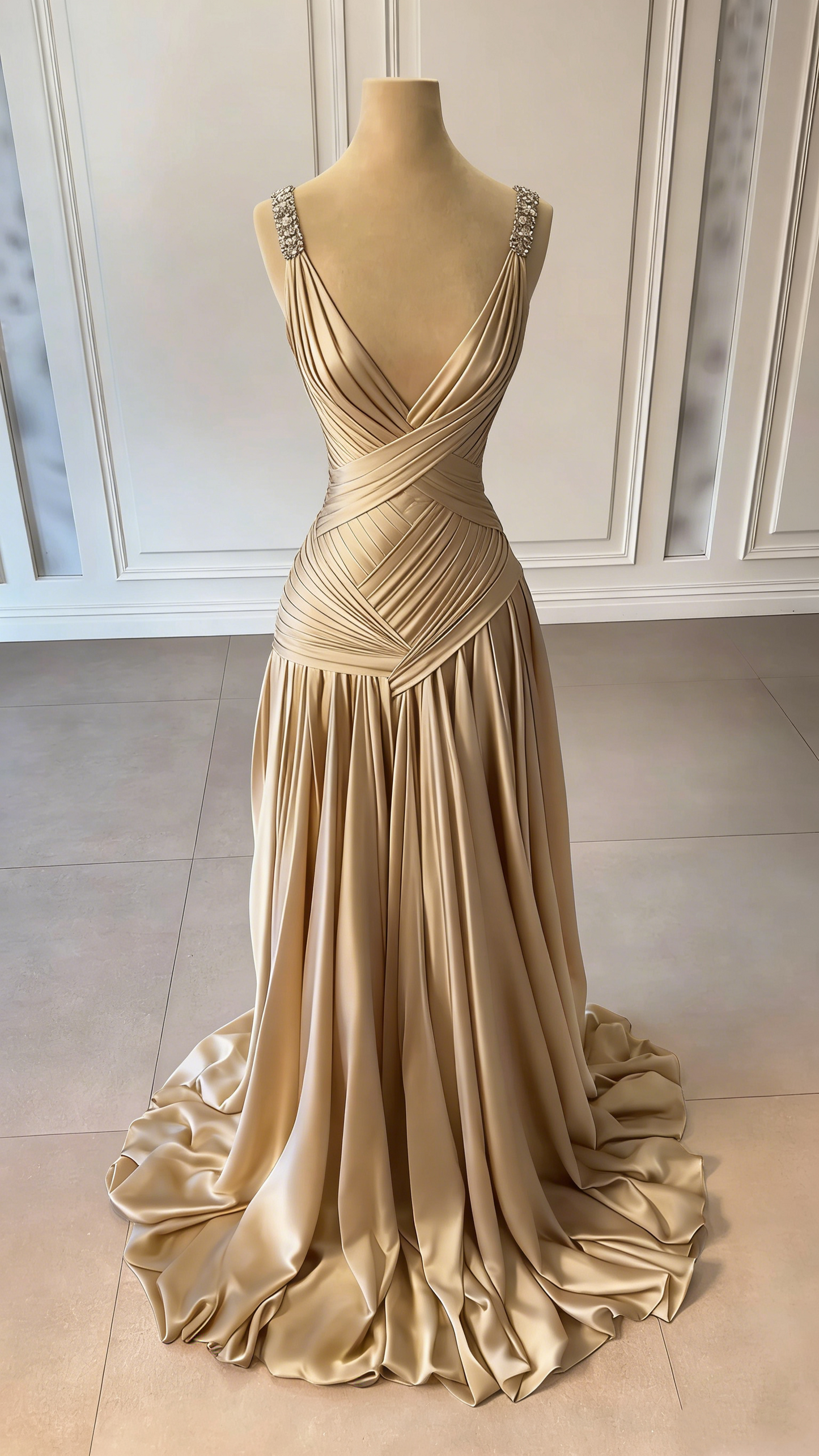 NiceVestidos - Robe de soirée longue en satin bleu NV5951