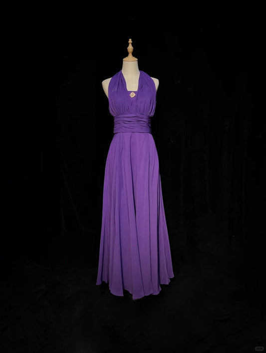 Purple Simple Long Chiffon Ball Gown Evening Dress Party Dress nv4391