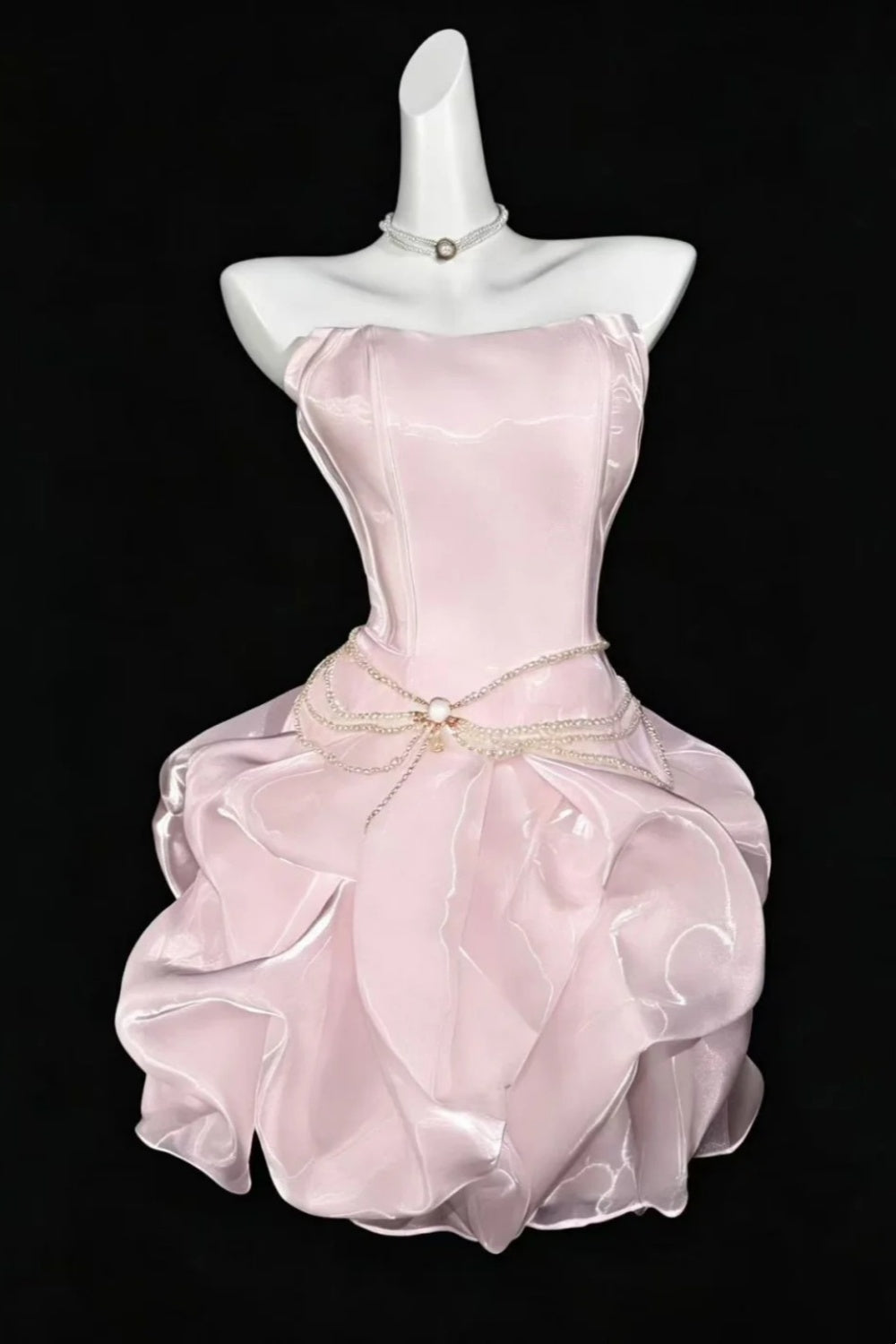 Robe courte rose pour fête d'anniversaire/robe de rentrée scolaire NV6861