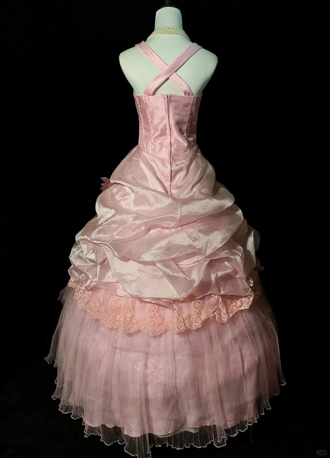 Pink Beaded Floral Elegant Long Tulle Ball Gown Evening Dress nv4783
