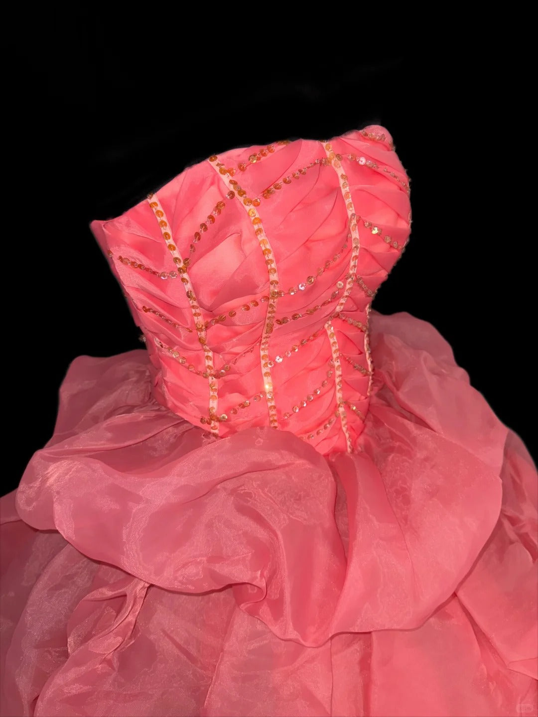 Pink Beaded Elegant Long Tulle Ball Gown Evening Dress nv4920