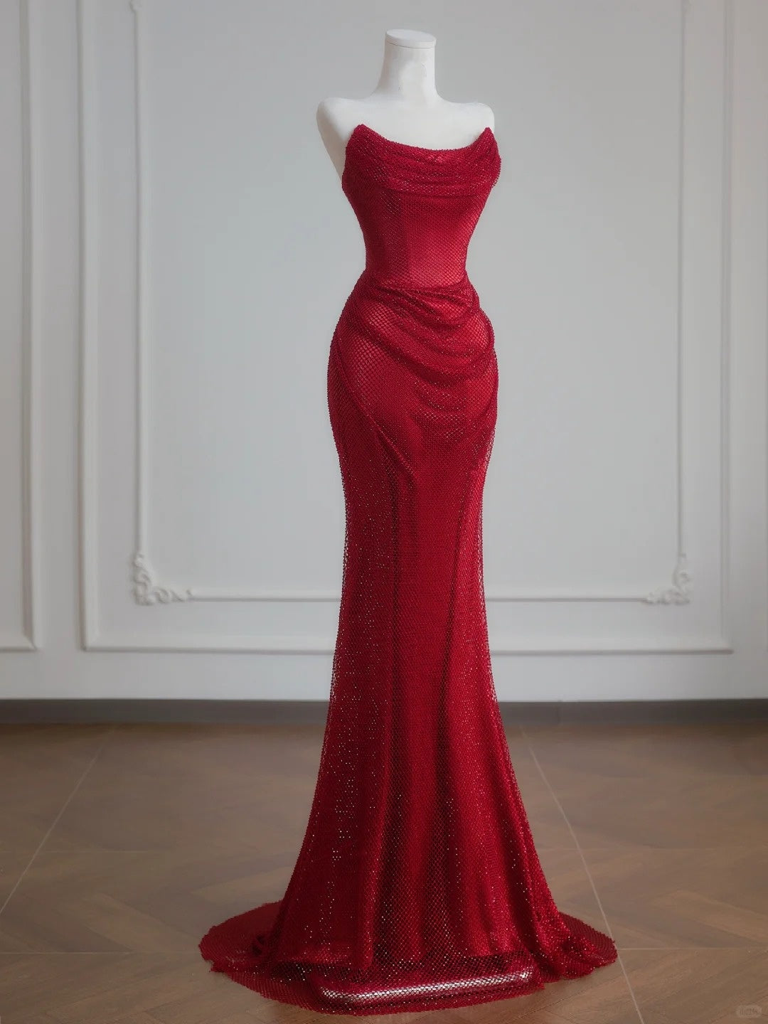 Red Mermaid Shiny Bodycon Elegant Long Prom Dress Evening Dress Party Dress nv4956