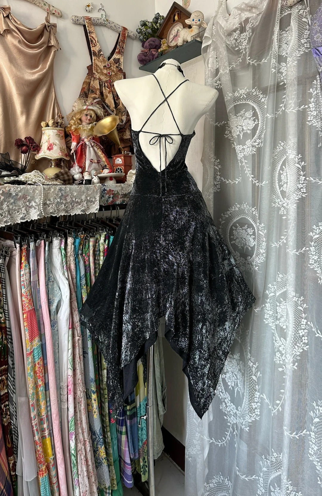Black vintage elegant short chiffon shiny homecoming dress cocktail party dress nv4625
