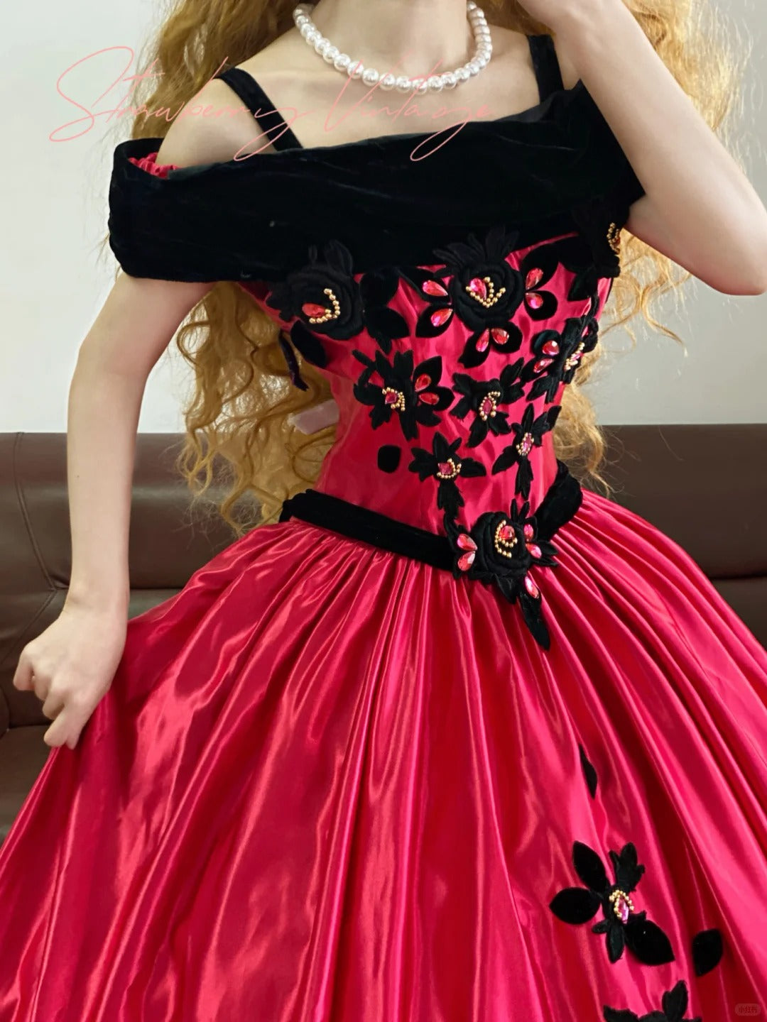 Pink Satin Floral Vintage Elegant Long Princess Ball Gown nv5014