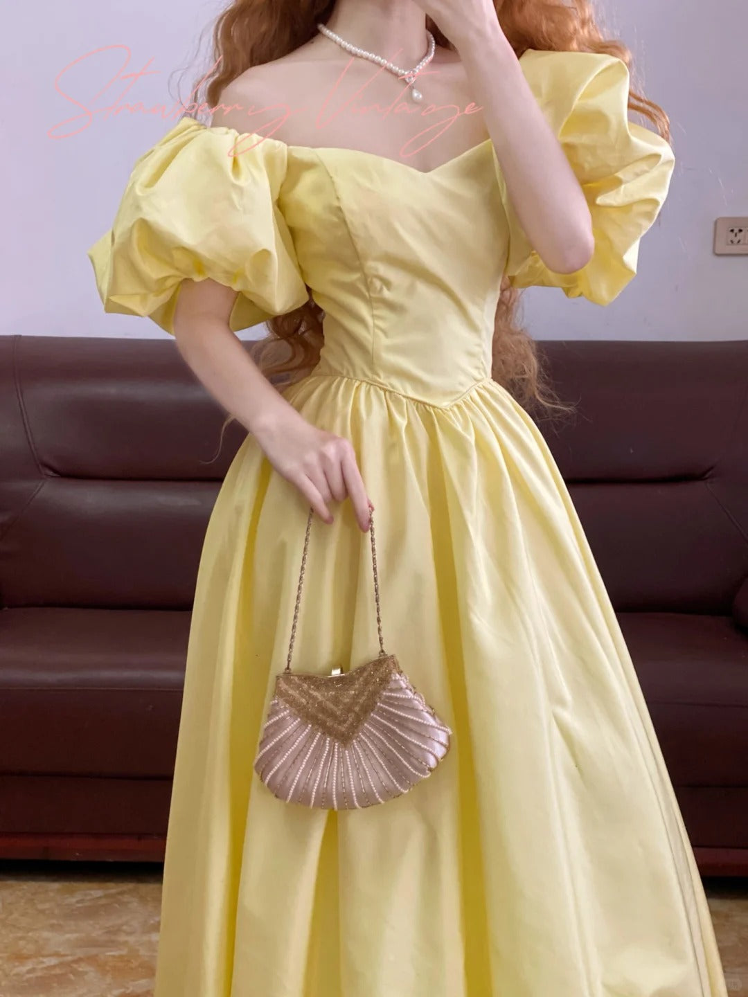 Yellow Classic Elegant Long Tulle Prom Dress Evening Dress Garden Party Dress nv5021