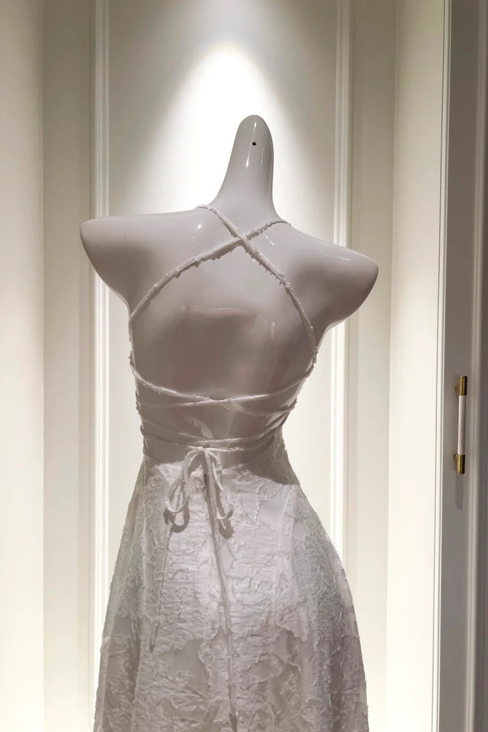 NiceVestidos-_W White Lace Spaghetti Strap Long Dress NV5936