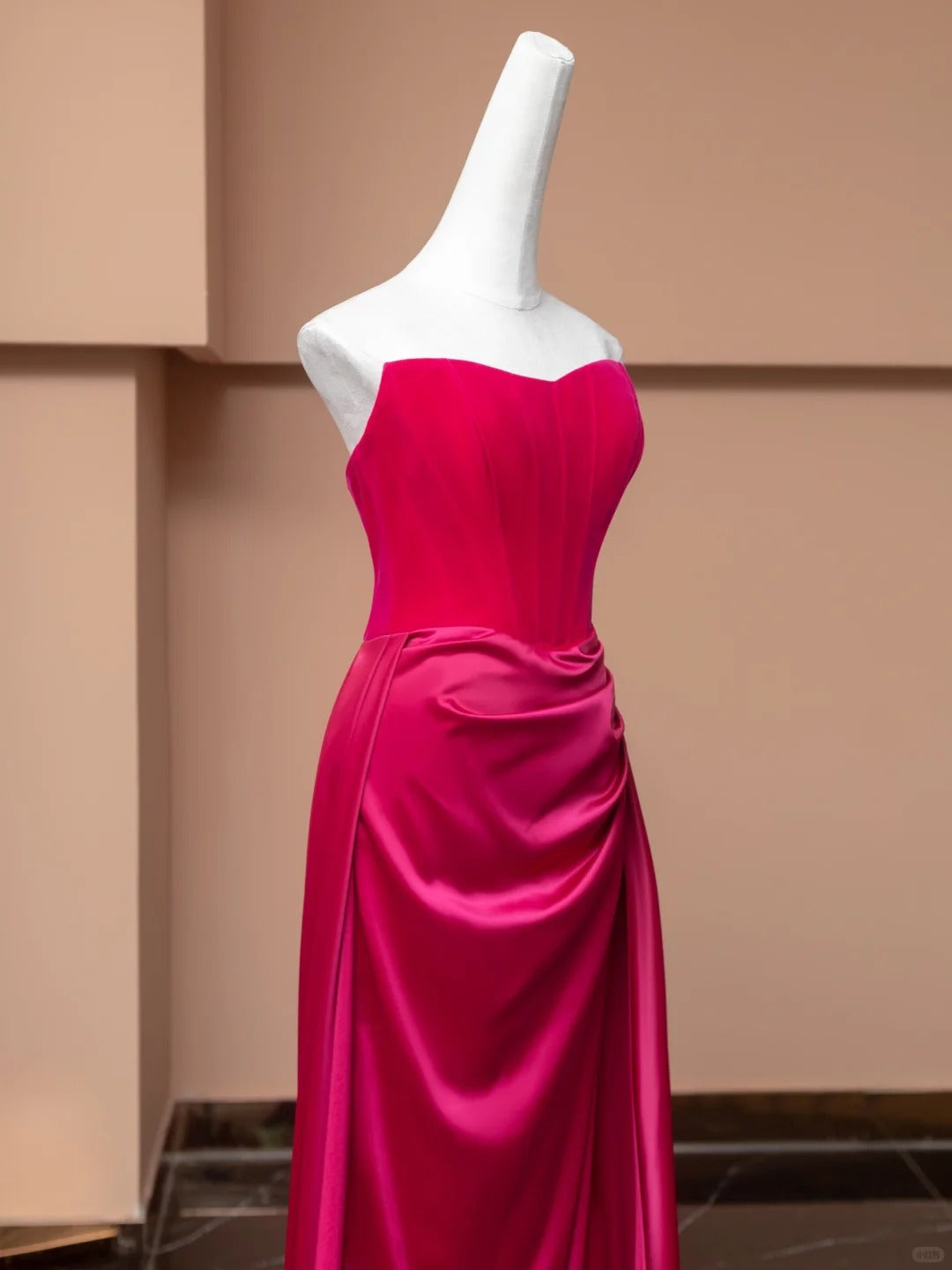 Pink Elegant Fashion Long Satin Prom Dress Evening Dress Party Dress nv4734