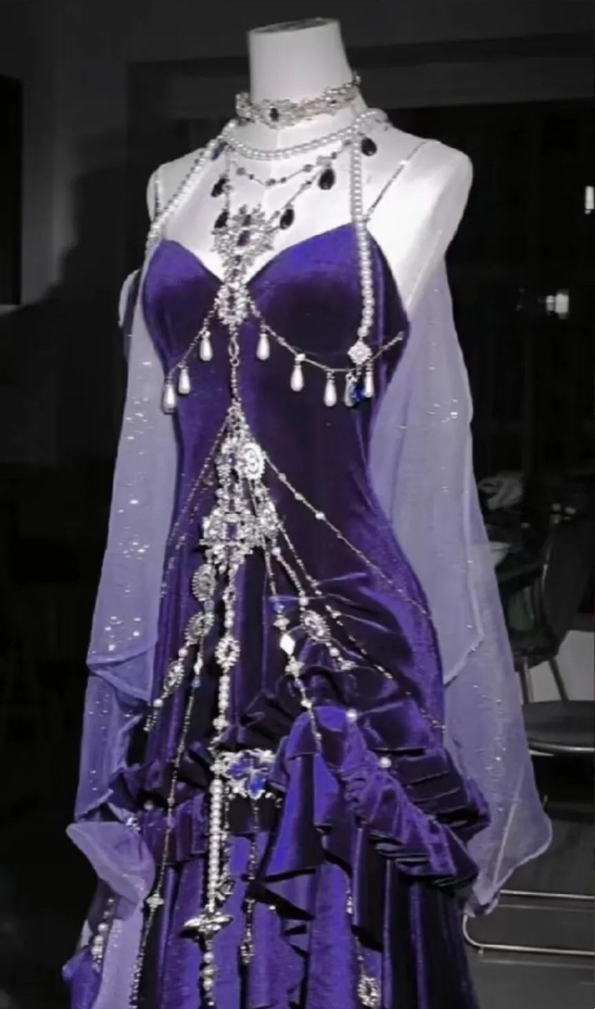 Robe de bal longue violette style rétro, modèle NV6472