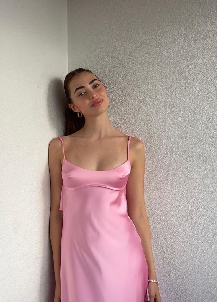 🌷Light Pink Elegant Beautiful Charming Long Satin Prom Dress Evening Dress Party Dress Prom Dress nv3993