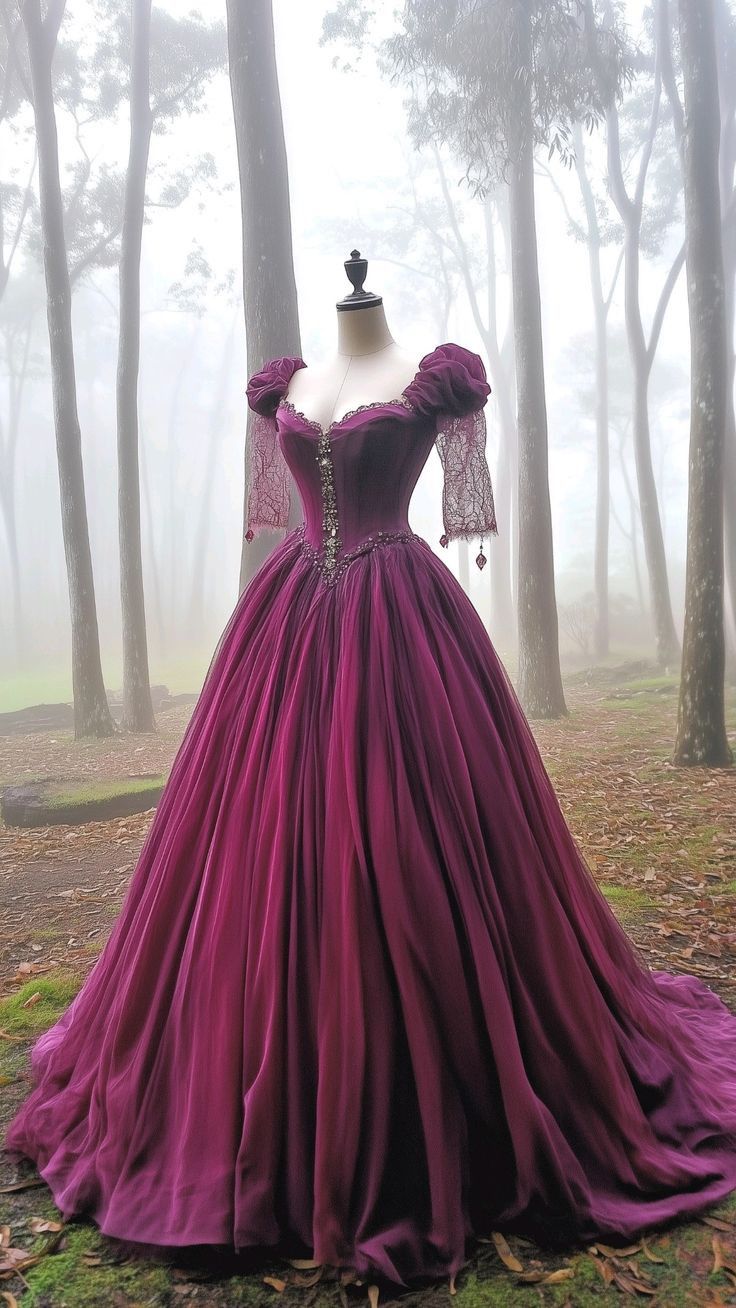 Robe de bal longue vintage en tulle et velours violet NiceVestidos NV6153