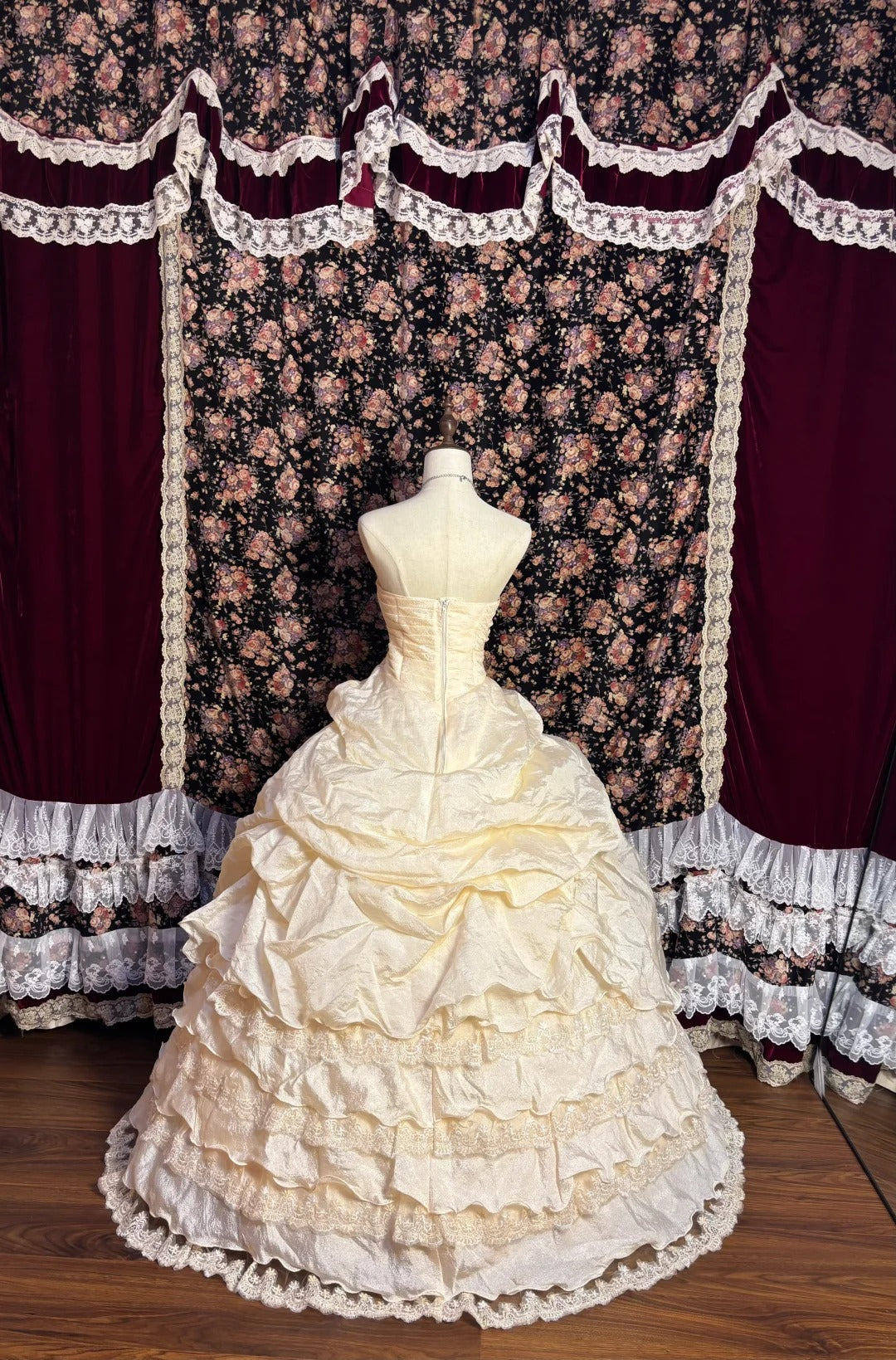 Cream yellow gorgeous sweet and cute exquisite beaded long tulle floor-length princess cake dress prom dress evening dress 16th birthday dress coming of age dress nv4019