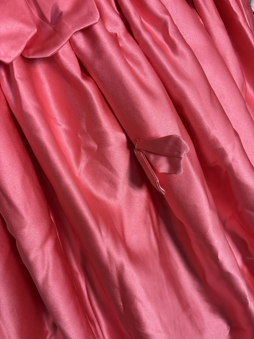 Pink Floral Elegant Sophisticated Long Floor Length Ball Gown Evening Gown Wedding Dress nv4174