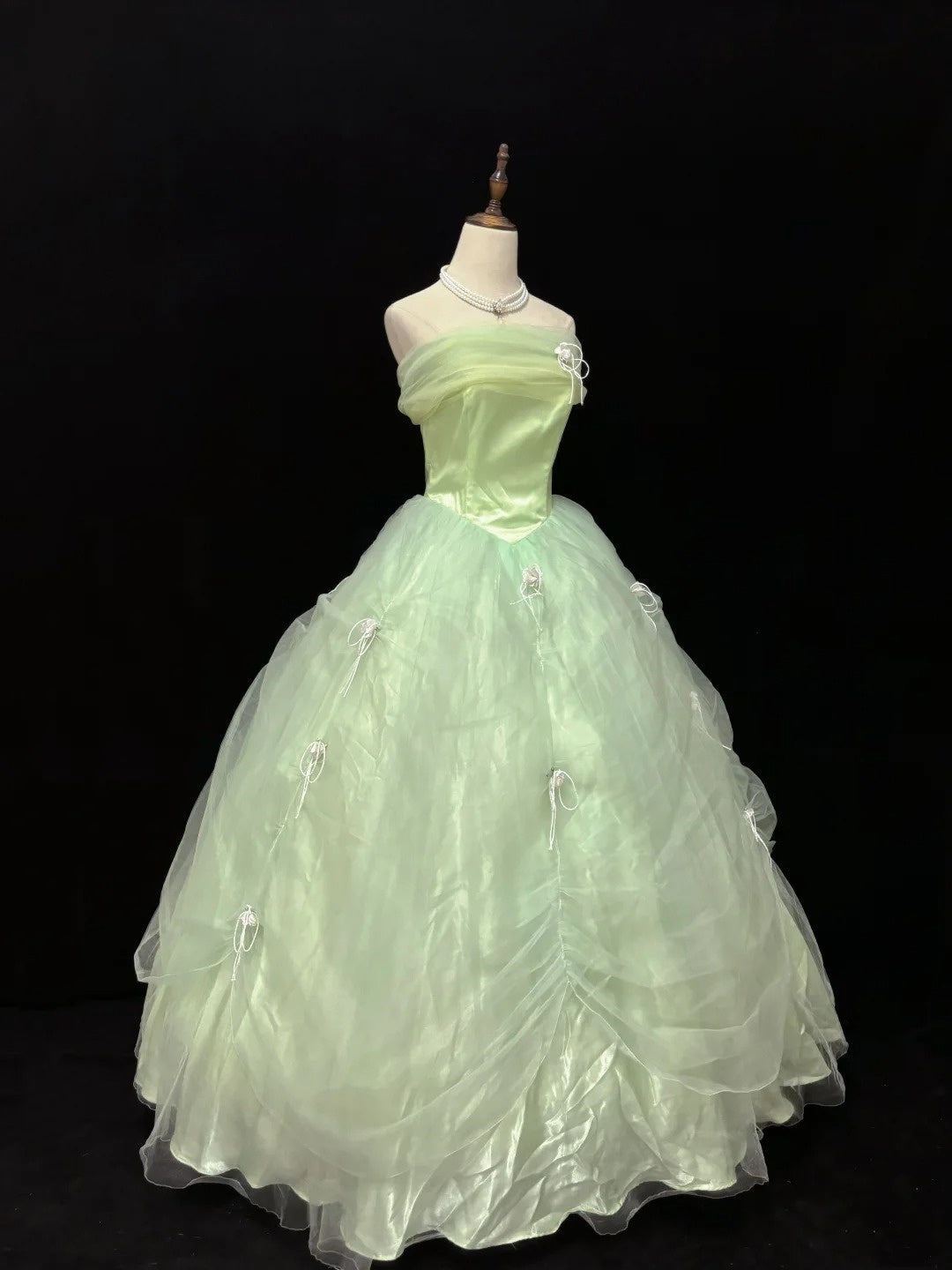 Green Fashionable Elegant Sweet Long Floor-length Tulle Princess Prom Dress Evening Dress Birthday Dress nv4137