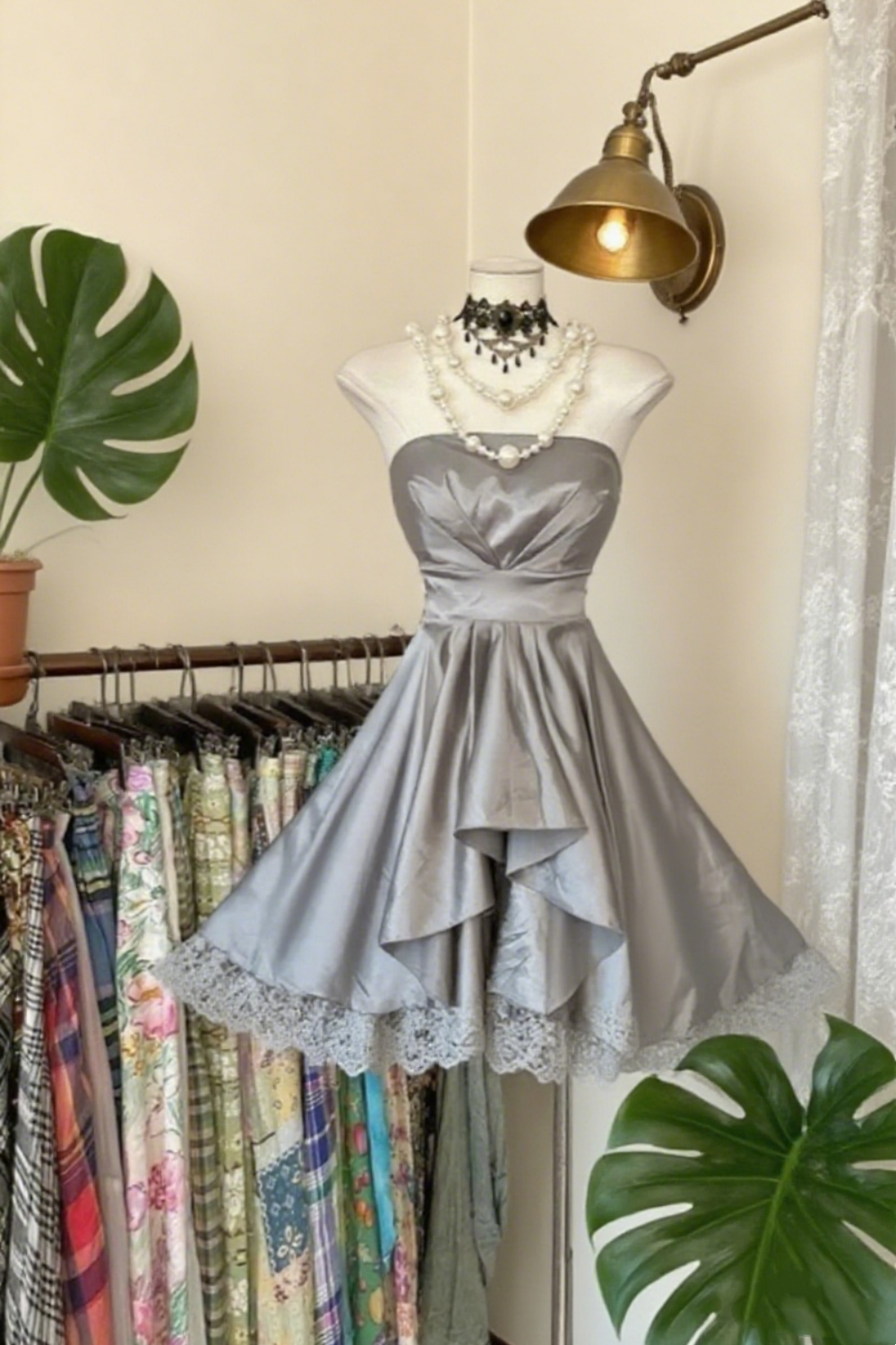 Robe bustier noire mini style Hepburn vintage - Ourlet à volants - Robe de soirée ravissante NV6756
