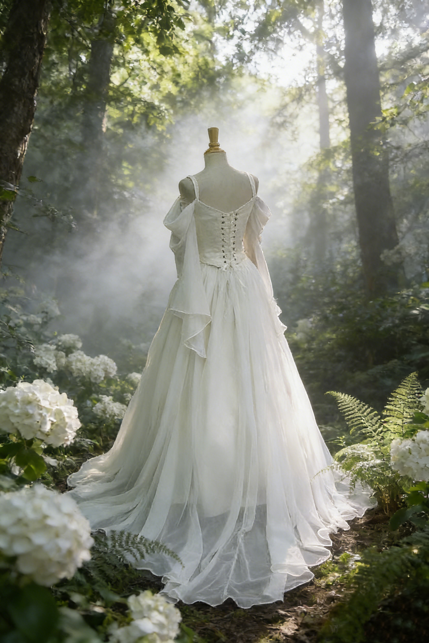 Robe de soirée longue blanche rétro, robe de mariée style forêt, robe de mariée simple NV6812