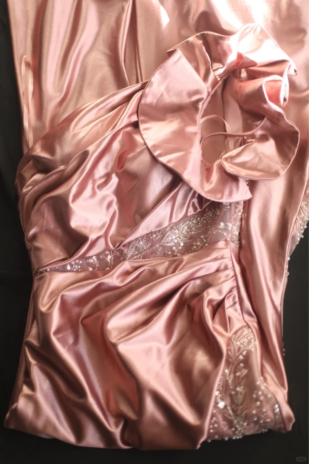 Pink Beaded Elegant Long Satin Floor Length Ball Gown Evening Dress Party Dress nv4187