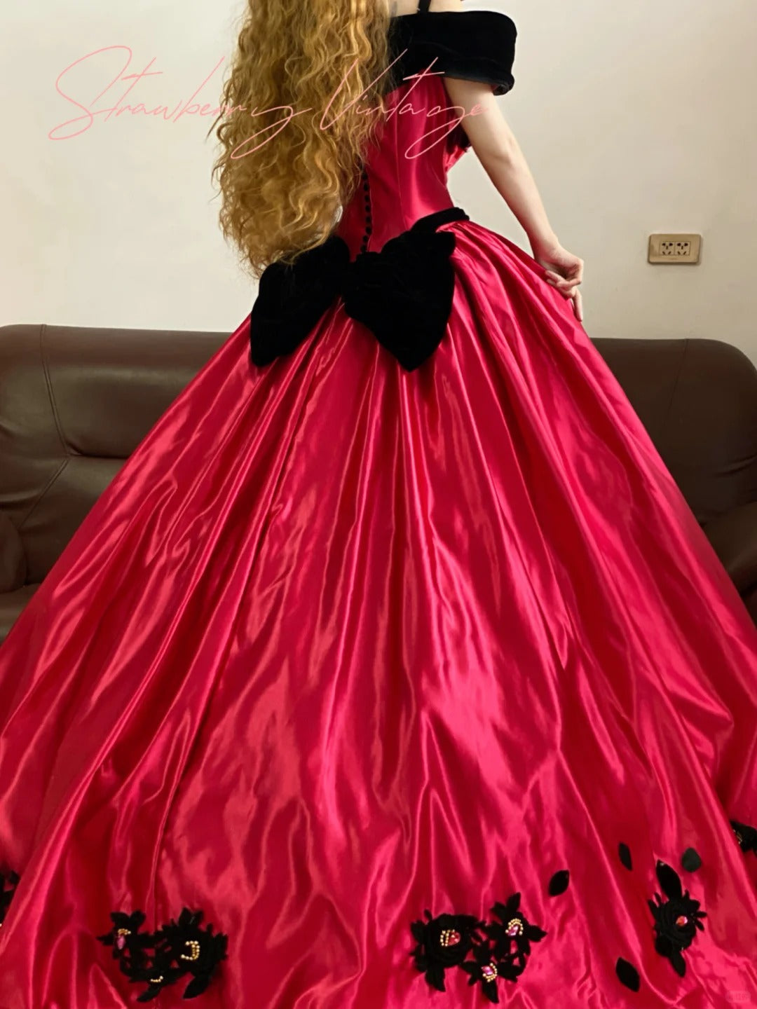 Pink Satin Floral Vintage Elegant Long Princess Ball Gown nv5014