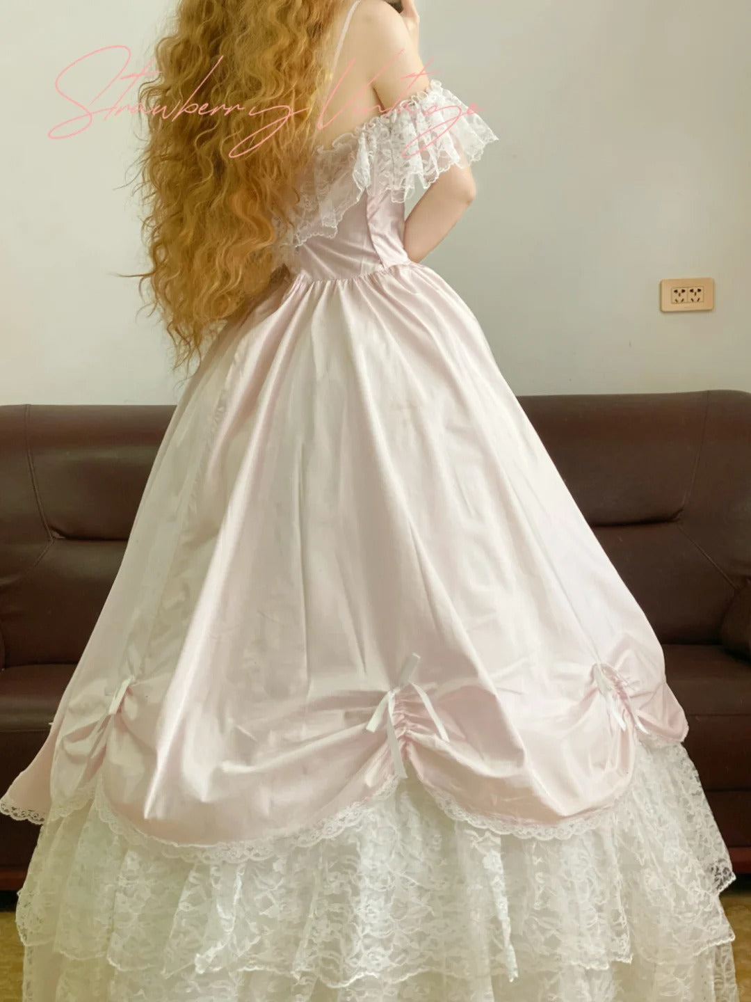 Pink Elegant Lace Long Tulle Ball Gown Evening Dress nv5018