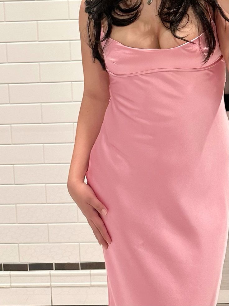 🌷Light Pink Elegant Beautiful Charming Long Satin Prom Dress Evening Dress Party Dress Prom Dress nv3993