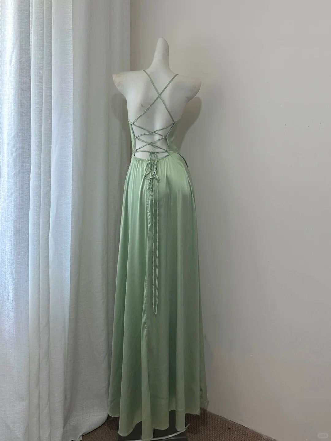 NiceVestidos-Green stylish and simple satin long Prom dress Nv5611