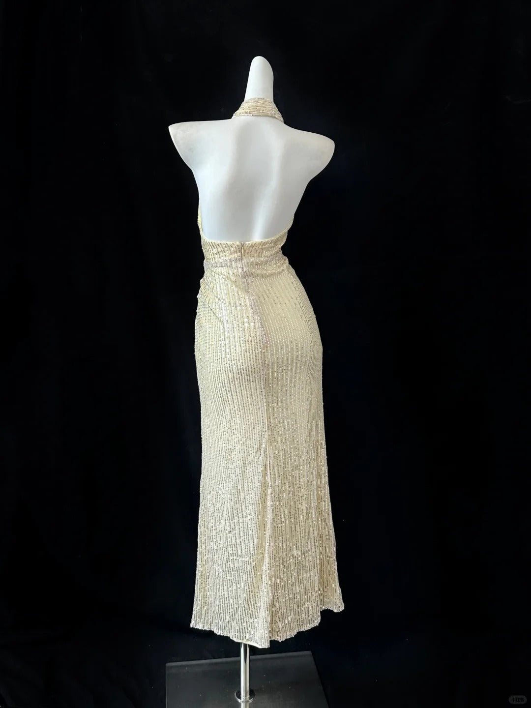 Champagne Shiny Fashion Elegant Long Sequined Ball Gown Evening Dress Party Dress nv4181