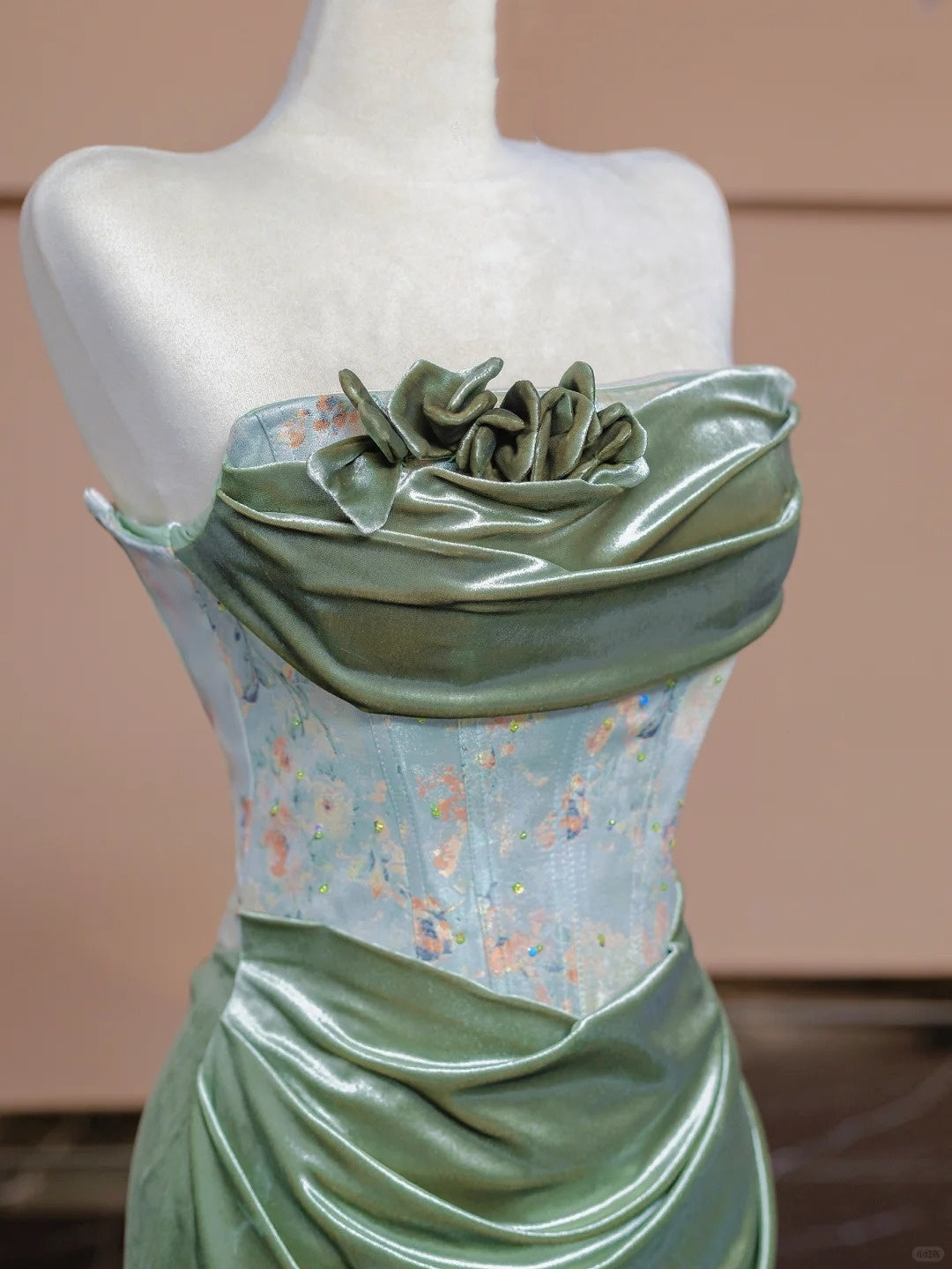 Green Fashion Elegant Floral Mermaid Slim Fit Long Floor Length Ball Gown Evening Gown Party Dress nv4189