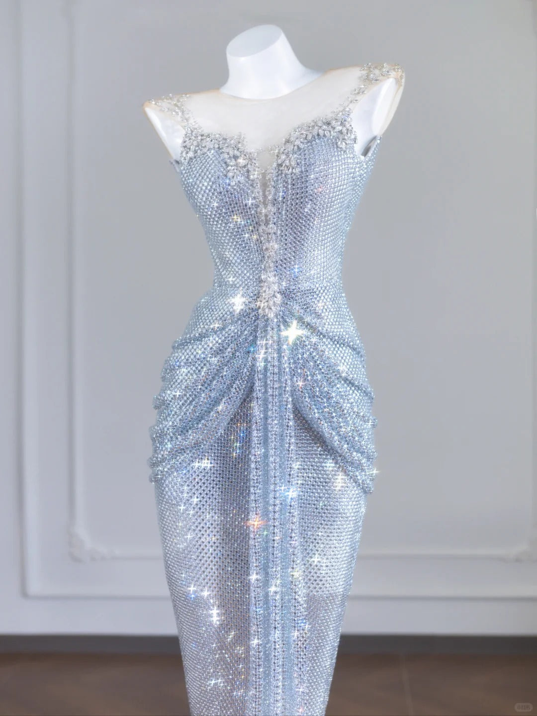 Silver Fashion Long Sequin Bodycon Prom Dress Evening Dress Party Dress nv4958