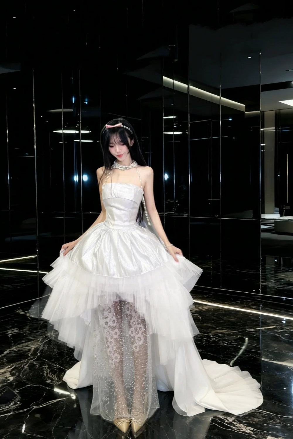 Robe blanche courte/longue NV6728