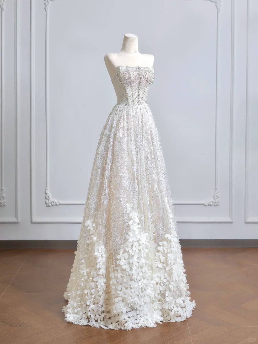 White gorgeous luxury long tulle Prom Dress evening dress party dress nv4948