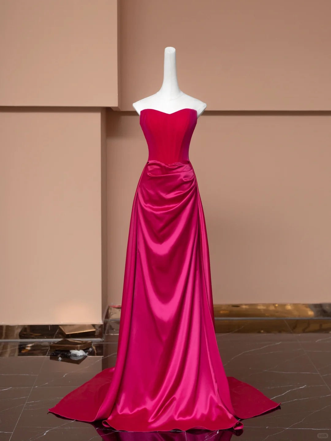 Pink Elegant Fashion Long Satin Prom Dress Evening Dress Party Dress nv4734