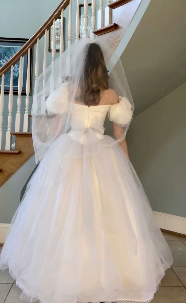 NiceVestidos--White Princess Tulle Long Ball Gown Simple Wedding Dress NV5829