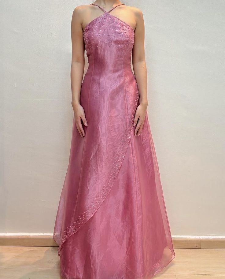 Pink Fashion Elegant Strap Exquisite Beaded Long Tulle Ball Gown Evening Gown Graduation Gown Prom Dress nv3787