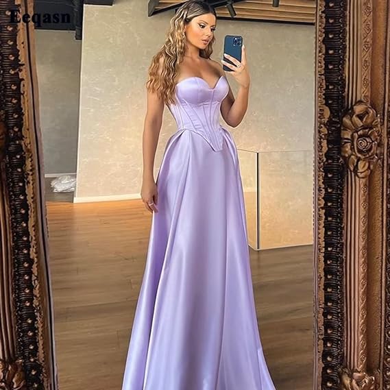 Off Shoulder Satin Bridesmaid Dresses for Wedding Tea Length Formal Prom Dresses Party Ball Gown nv1639