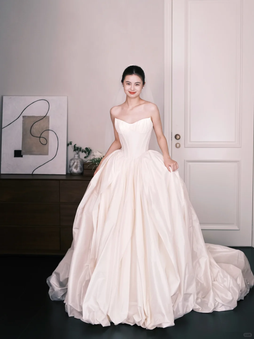 Sweetheart Neck Satin Wedding Gown, Boned Corset A Line Bridal Dress with Train NV7350