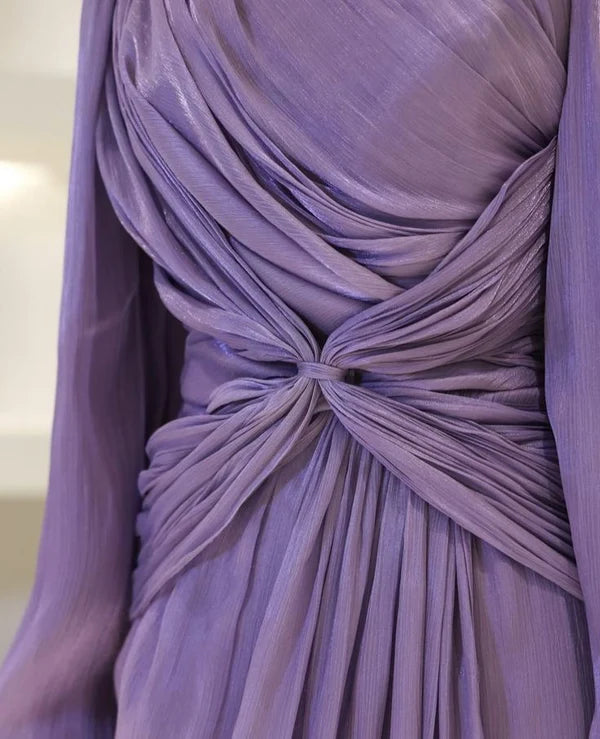 Burgundy Vintage Elegant Long Sleeves Graceful A-Line Long Chiffon Ball Gown Evening Dress Party Dress nv4160