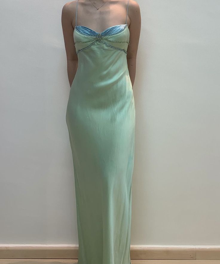 Grünes, mit Perlen verziertes, langes Ballkleid im Vintage-Stil, nv2935